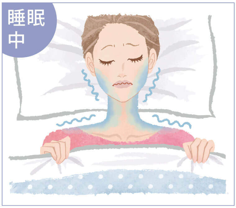 睡眠中の首の冷え　イラスト