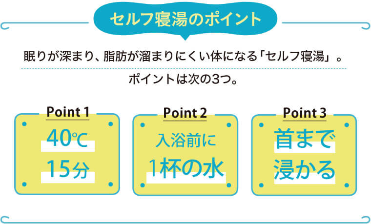 セルフ寝湯のポイント３つ