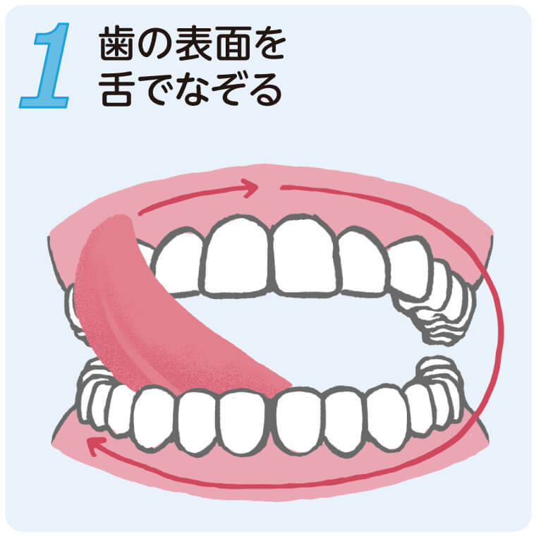 【１】歯の表面を舌でなぞる