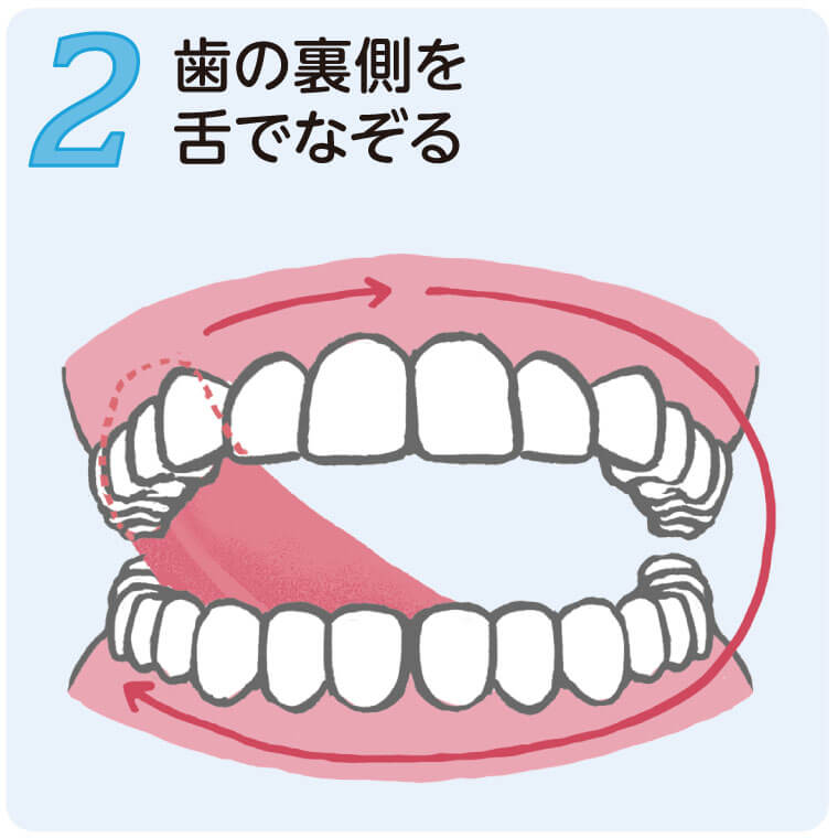 【２】歯の裏側を舌でなぞる