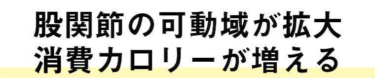 股関節の可動域が拡大
消費カロリーが増える