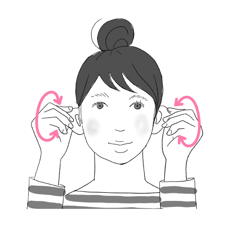 耳を前後に5秒ずつ回す
