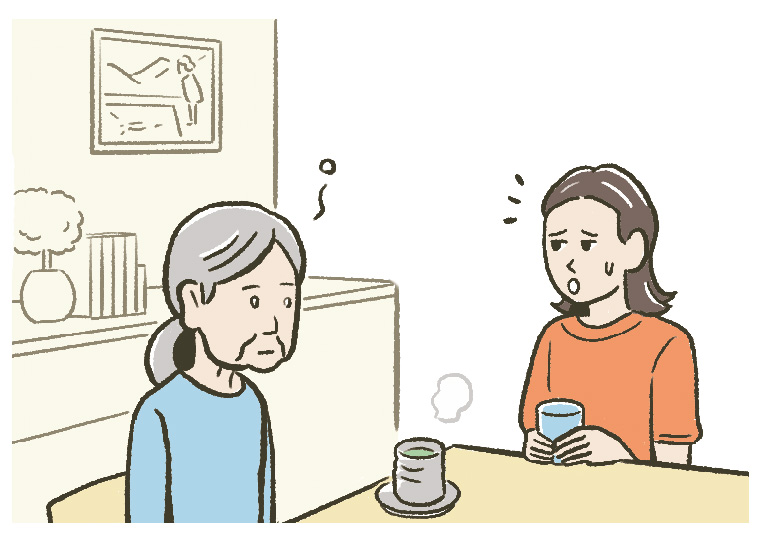 親の様子がおかしいことに気が付く女性