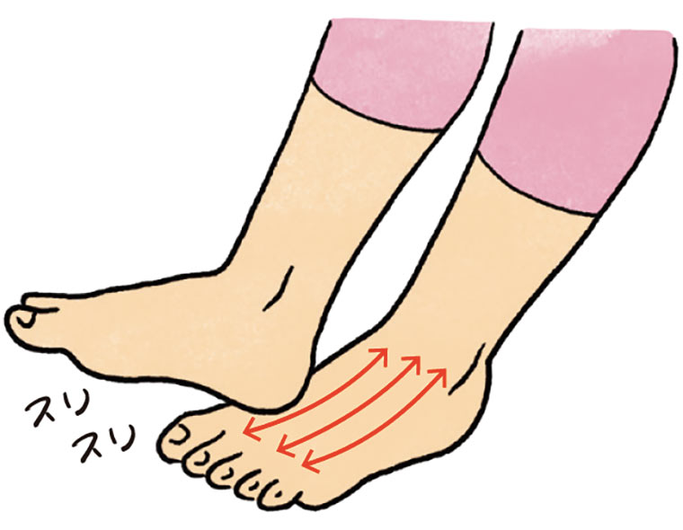 gorogoro_右足のかかとで左足の甲をさする