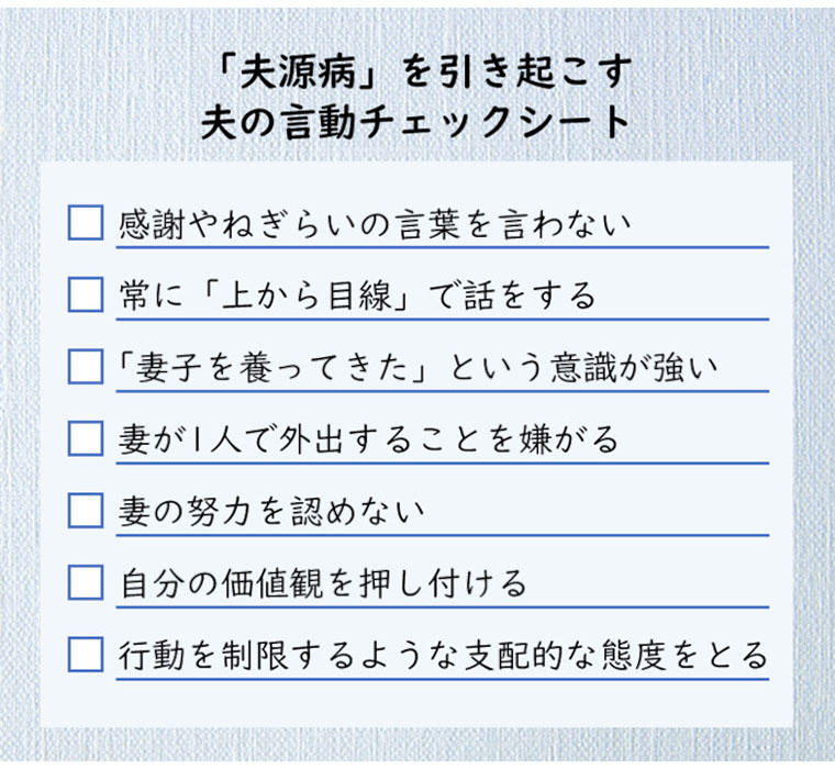 代表的な夫の言動チェックシート