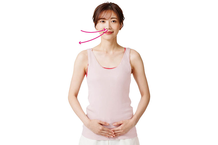 ゆっくりお腹で呼吸する