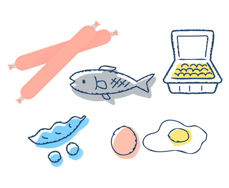魚肉ソーセジなどたんぱく質食品