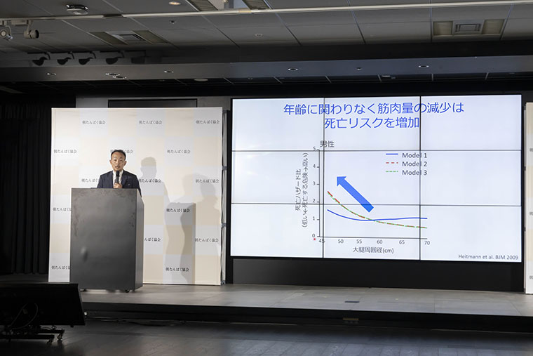 朝たんぱく協会藤田教授スピーチ中