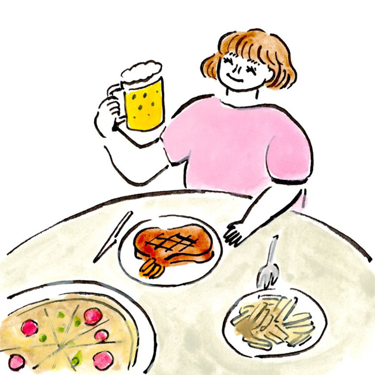 暴飲暴食している女性