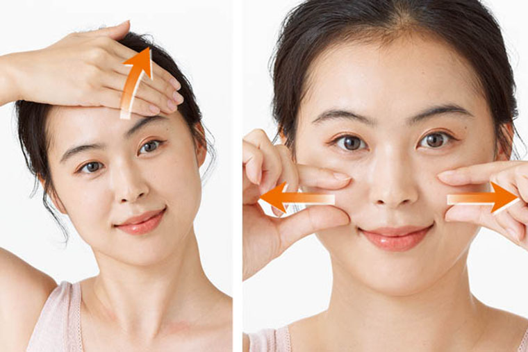 頰とおでこのリンパを流す