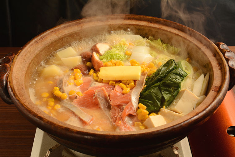 きのこと鮭のバターポン酢鍋