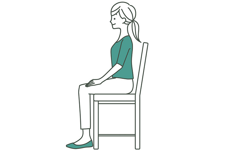 姿勢よく椅子に座る女性のイラスト