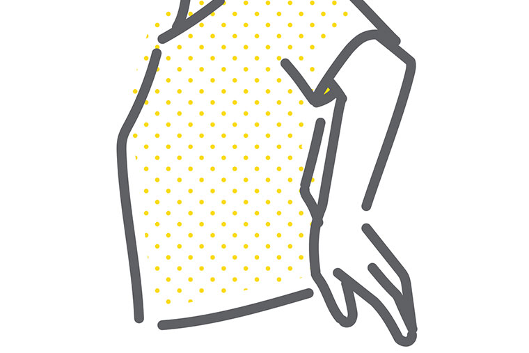 お知りに手をあてるイラスト